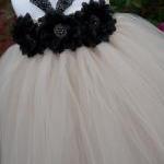 Nude And With Black Flowers Tutu Dress