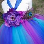 Flower Girl Dress. Peacock Inspired Tutu Dress..