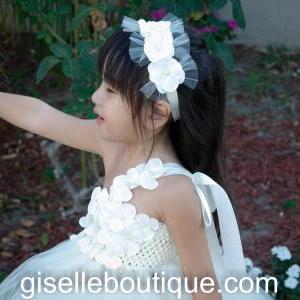 Flower Girl Dress. Ivory With Ivory Flowers And..
